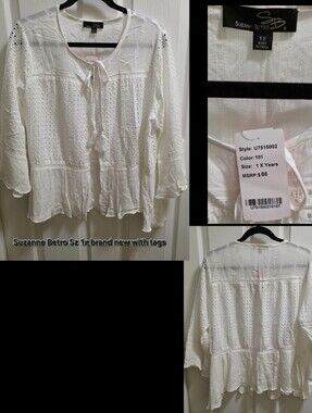 Suzanne Betro White Eyelet Cardigan